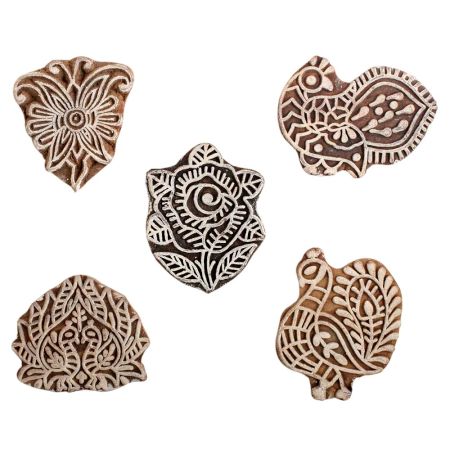 Set of 5 Piece New Mix Wooden Printing Block